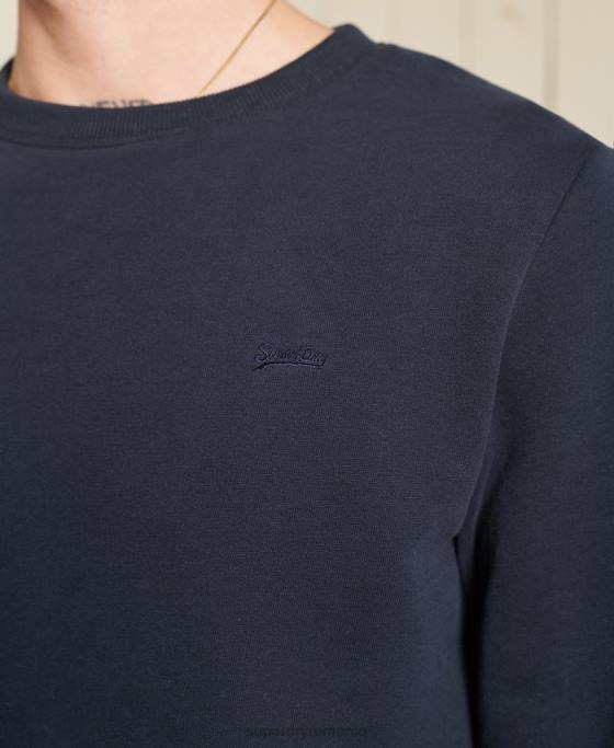 Superdry hanorac pentru echipaj cu logo vintage brodat îmbrăcăminte marina bărbați JX0Z749