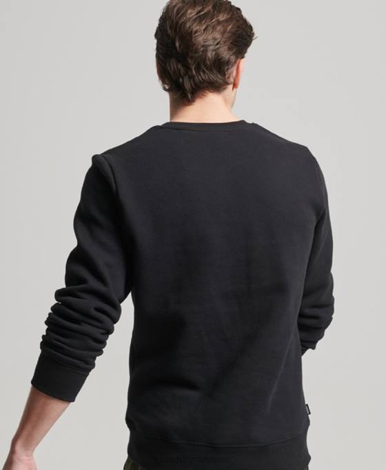 Superdry hanorac pentru echipaj cu logo vintage brodat îmbrăcăminte negru bărbați JX0Z642