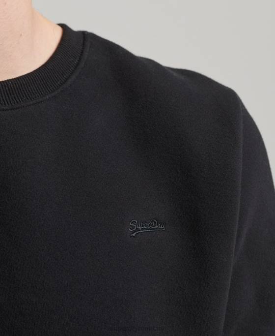 Superdry hanorac pentru echipaj cu logo vintage brodat îmbrăcăminte negru bărbați JX0Z642