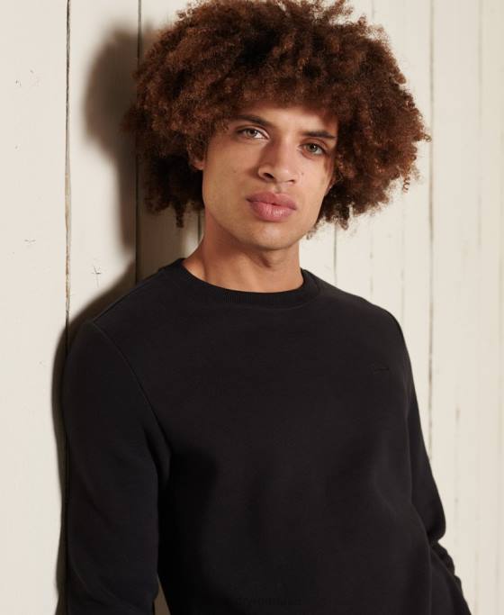 Superdry hanorac pentru echipaj cu logo vintage brodat îmbrăcăminte negru bărbați JX0Z776