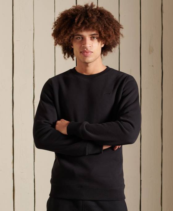 Superdry hanorac pentru echipaj cu logo vintage brodat îmbrăcăminte negru bărbați JX0Z776