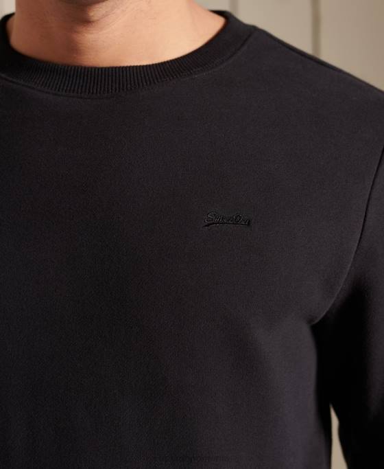 Superdry hanorac pentru echipaj cu logo vintage brodat îmbrăcăminte negru bărbați JX0Z776