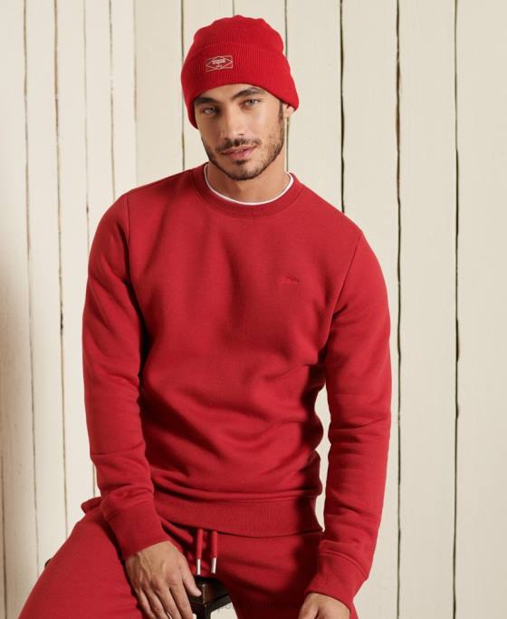 Superdry hanorac pentru echipaj cu logo vintage brodat îmbrăcăminte roșu bărbați JX0Z5210