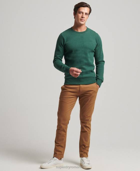 Superdry hanorac pentru echipaj cu logo vintage brodat îmbrăcăminte verde bărbați JX0Z475