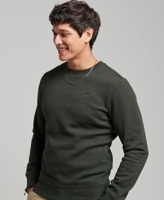 Superdry hanorac pentru echipaj cu logo vintage brodat îmbrăcăminte verde bărbați JX0Z491