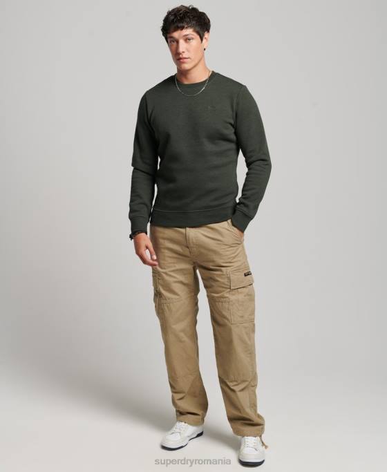 Superdry hanorac pentru echipaj cu logo vintage brodat îmbrăcăminte verde bărbați JX0Z491