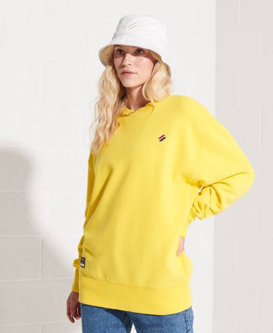 Superdry hanorac pentru echipaj esential din bumbac organic îmbrăcăminte galben femei JX0Z5822