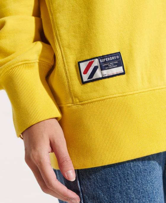 Superdry hanorac pentru echipaj esential din bumbac organic îmbrăcăminte galben femei JX0Z5822
