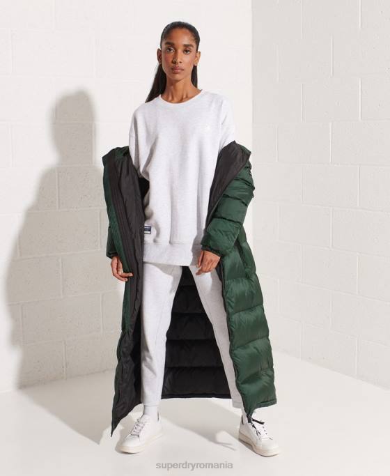 Superdry hanorac pentru echipaj esential din bumbac organic îmbrăcăminte gri deschis femei JX0Z5821