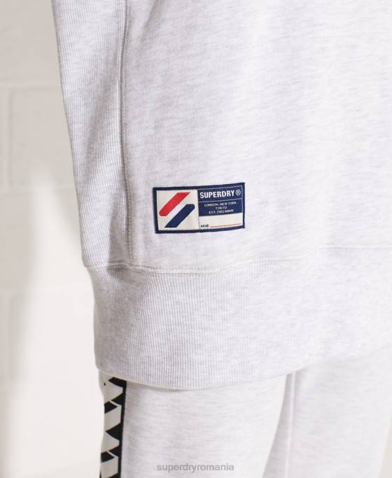 Superdry hanorac pentru echipaj esential din bumbac organic îmbrăcăminte gri deschis femei JX0Z5821