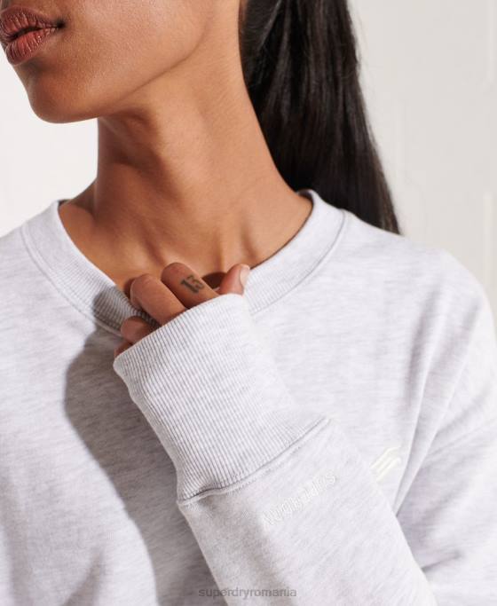 Superdry hanorac pentru echipaj esential din bumbac organic îmbrăcăminte gri deschis femei JX0Z5821