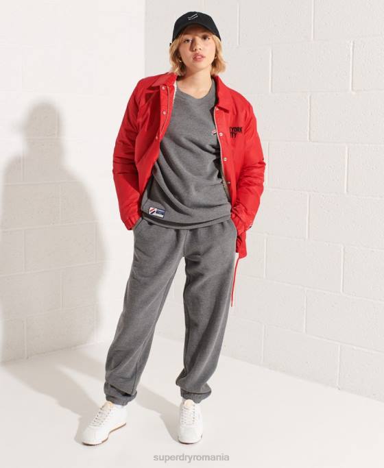 Superdry hanorac pentru echipaj esential din bumbac organic îmbrăcăminte gri inchis femei JX0Z5820