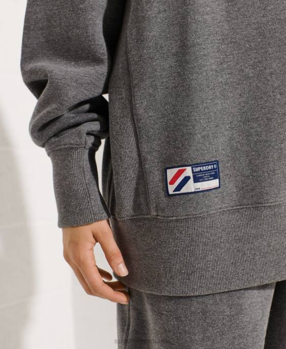 Superdry hanorac pentru echipaj esential din bumbac organic îmbrăcăminte gri inchis femei JX0Z5820