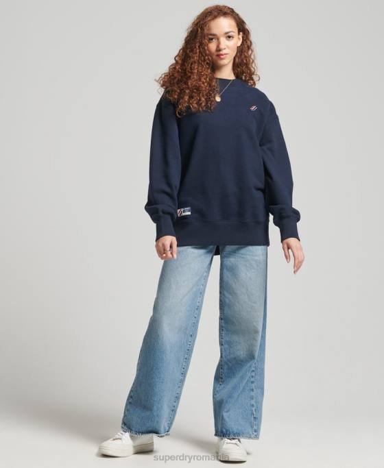 Superdry hanorac pentru echipaj esential din bumbac organic îmbrăcăminte marina femei JX0Z5809