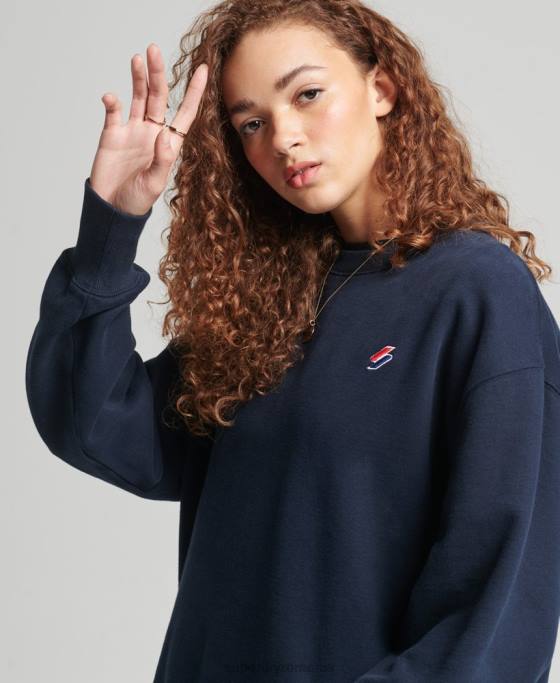 Superdry hanorac pentru echipaj esential din bumbac organic îmbrăcăminte marina femei JX0Z5809