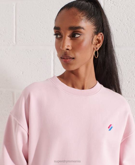Superdry hanorac pentru echipaj esential din bumbac organic îmbrăcăminte roz femei JX0Z5792