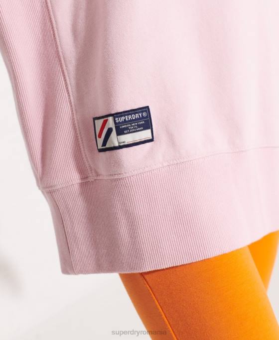 Superdry hanorac pentru echipaj esential din bumbac organic îmbrăcăminte roz femei JX0Z5792