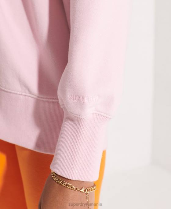 Superdry hanorac pentru echipaj esential din bumbac organic îmbrăcăminte roz femei JX0Z5792