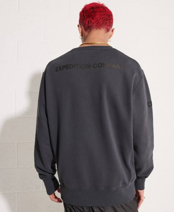 Superdry hanorac pentru echipaj grafic expedition îmbrăcăminte negru bărbați JX0Z5057