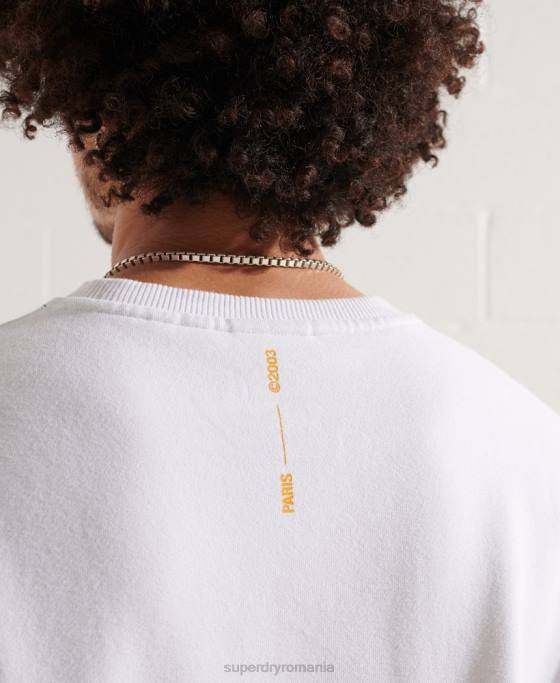 Superdry hanorac pentru echipaj independent îmbrăcăminte alb bărbați JX0Z5036