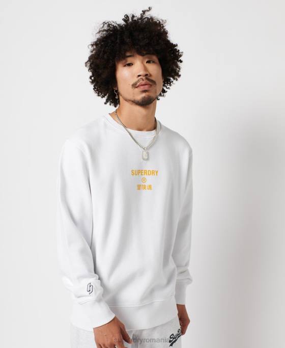 Superdry hanorac pentru echipaj independent îmbrăcăminte alb bărbați JX0Z5036