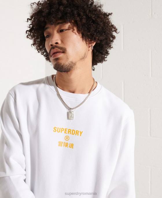 Superdry hanorac pentru echipaj independent îmbrăcăminte alb bărbați JX0Z5036