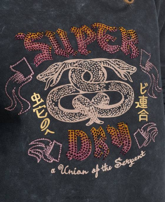 Superdry hanorac pentru echipaj metal mark mark îmbrăcăminte negru femei JX0Z5850