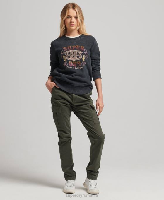 Superdry hanorac pentru echipaj metal mark mark îmbrăcăminte negru femei JX0Z5850