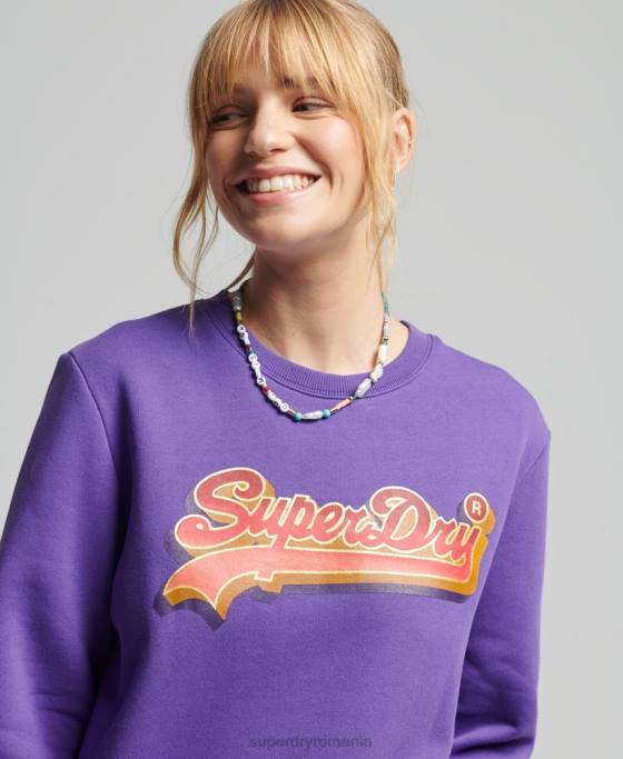 Superdry hanorac pentru echipaj sezonier cu logo vintage îmbrăcăminte Violet femei JX0Z3460