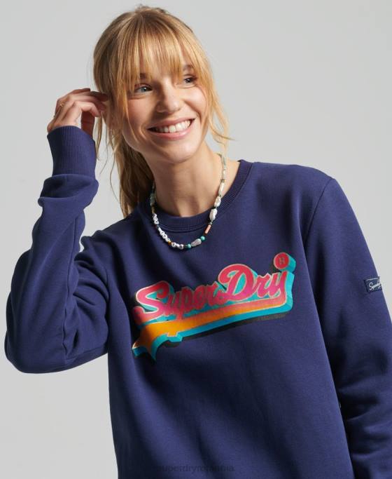 Superdry hanorac pentru echipaj sezonier cu logo vintage îmbrăcăminte marina femei JX0Z5958
