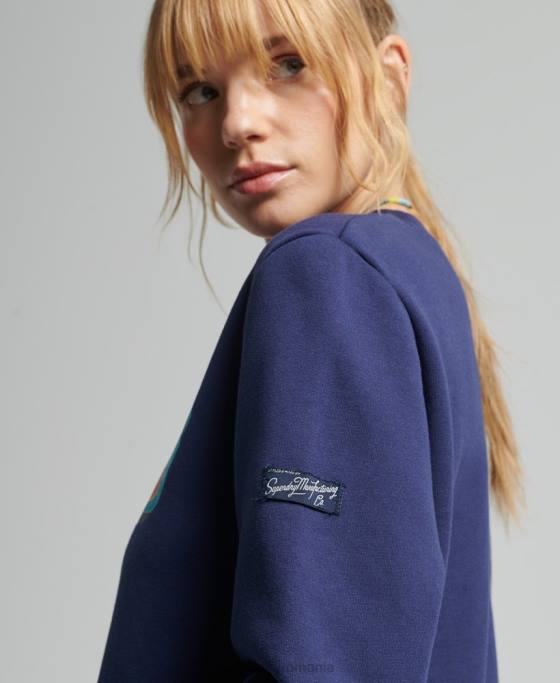 Superdry hanorac pentru echipaj sezonier cu logo vintage îmbrăcăminte marina femei JX0Z5958