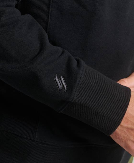 Superdry hanorac pentru echipaj supravopsit code essential îmbrăcăminte negru bărbați JX0Z593