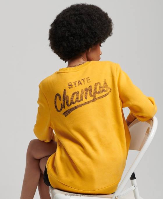 Superdry hanorac pentru echipajul de atletism îmbrăcăminte galben femei JX0Z5841