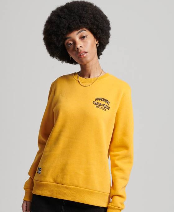 Superdry hanorac pentru echipajul de atletism îmbrăcăminte galben femei JX0Z5841