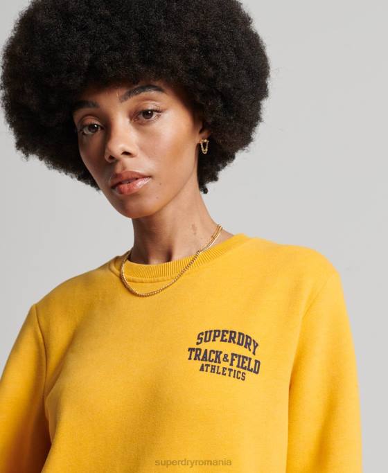 Superdry hanorac pentru echipajul de atletism îmbrăcăminte galben femei JX0Z5841