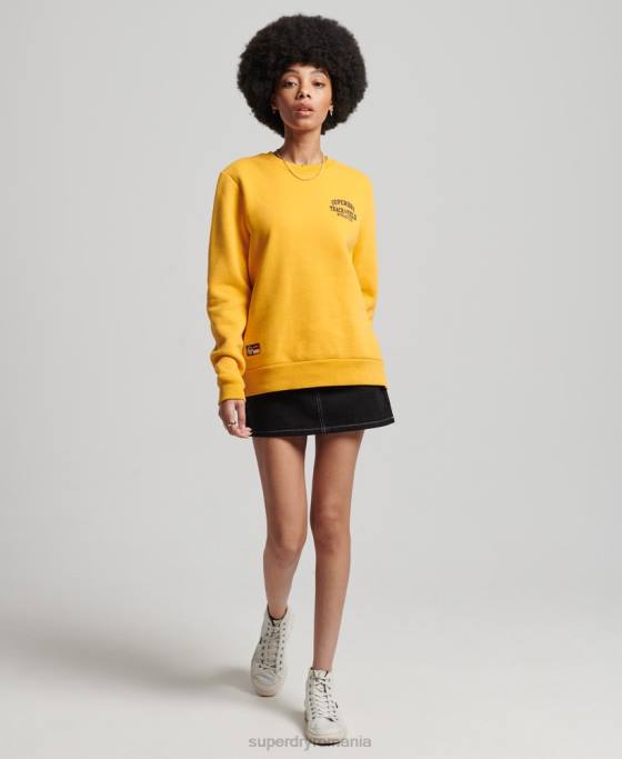 Superdry hanorac pentru echipajul de atletism îmbrăcăminte galben femei JX0Z5841