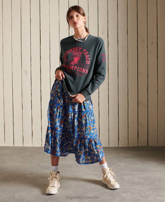 Superdry hanorac pentru echipajul de atletism îmbrăcăminte verde femei JX0Z6107