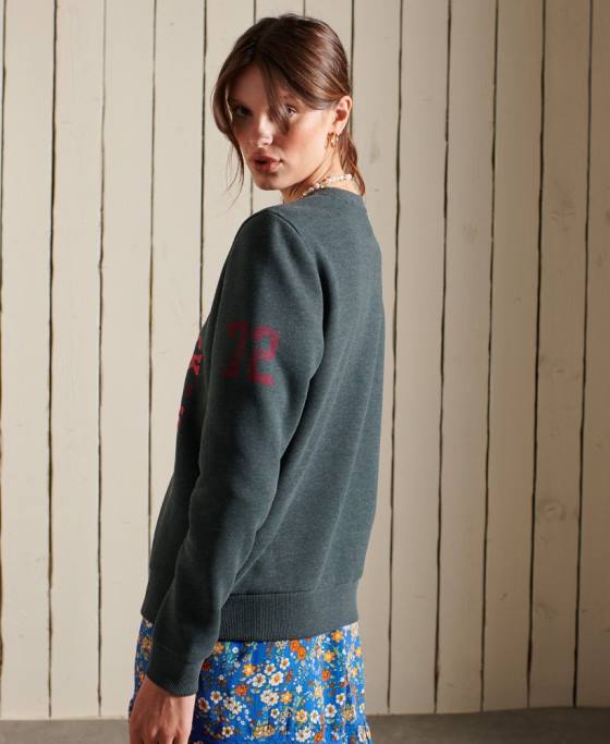 Superdry hanorac pentru echipajul de atletism îmbrăcăminte verde femei JX0Z6107