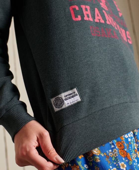 Superdry hanorac pentru echipajul de atletism îmbrăcăminte verde femei JX0Z6107