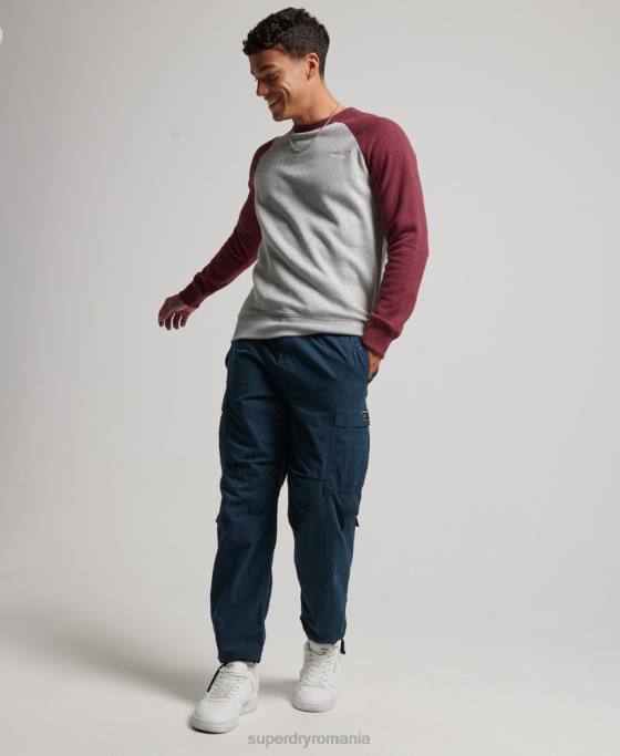 Superdry hanorac pentru echipajul de baseball îmbrăcăminte gri deschis bărbați JX0Z699