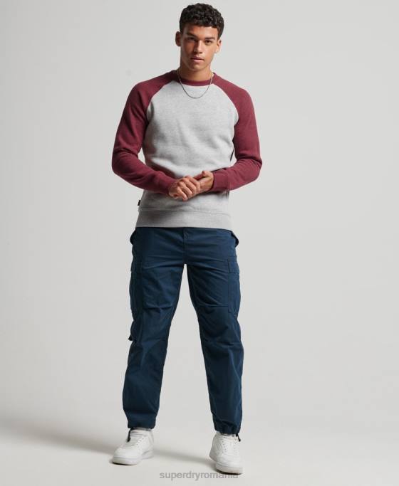 Superdry hanorac pentru echipajul de baseball îmbrăcăminte gri deschis bărbați JX0Z699