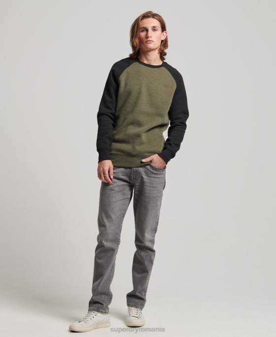 Superdry hanorac pentru echipajul de baseball îmbrăcăminte verde bărbați JX0Z506