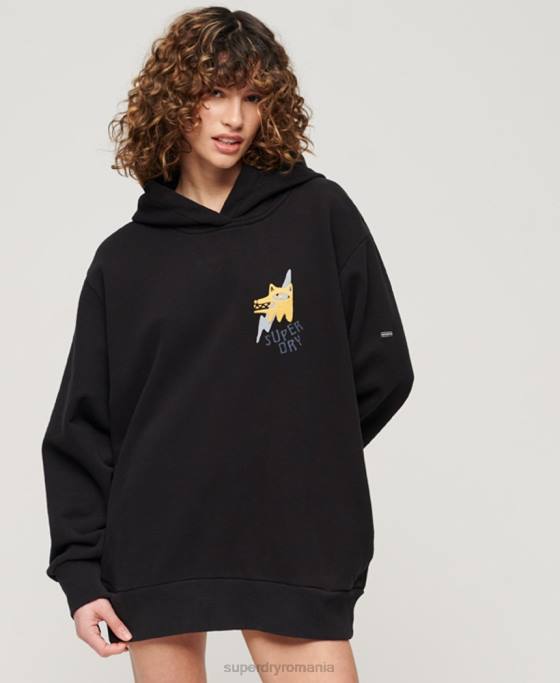Superdry hanorac popular nomade îmbrăcăminte negru femei JX0Z3290