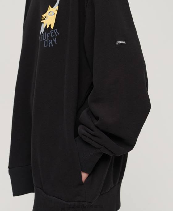 Superdry hanorac popular nomade îmbrăcăminte negru femei JX0Z3290