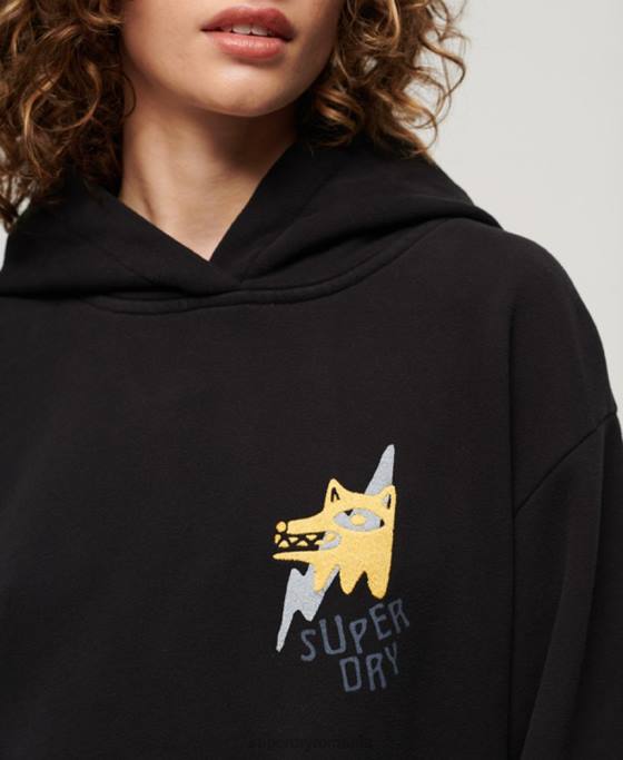 Superdry hanorac popular nomade îmbrăcăminte negru femei JX0Z3290