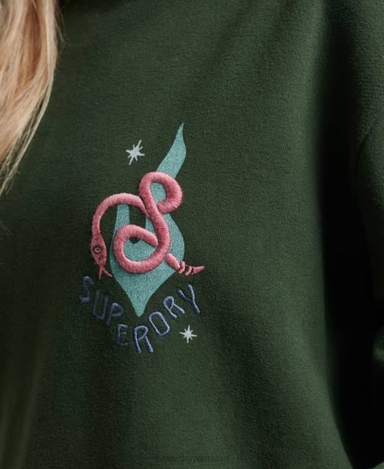 Superdry hanorac popular nomade îmbrăcăminte verde femei JX0Z3415