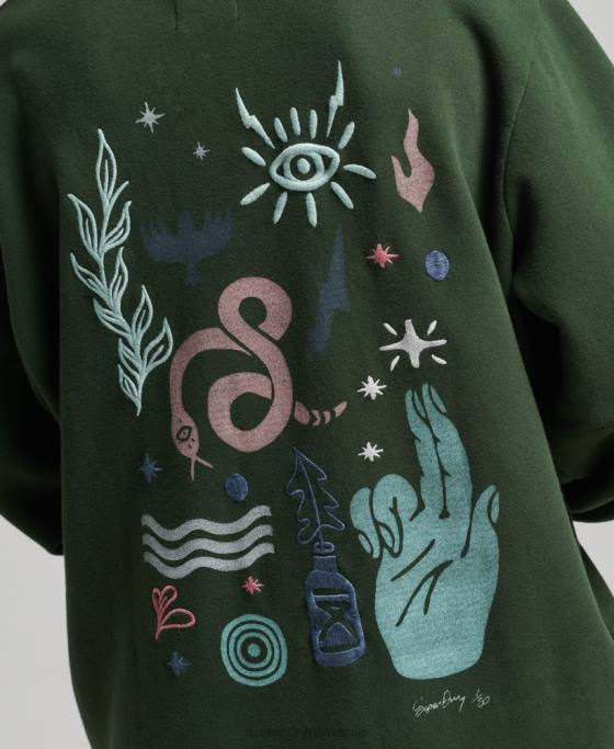 Superdry hanorac popular nomade îmbrăcăminte verde femei JX0Z3415