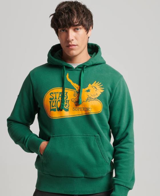 Superdry hanorac psych rock îmbrăcăminte verde bărbați JX0Z5056