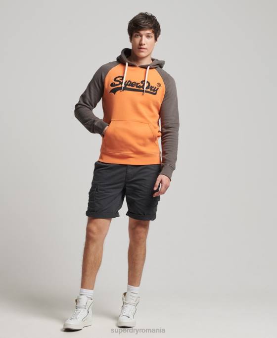 Superdry hanorac raglan cu logo vintage american classics îmbrăcăminte portocale bărbați JX0Z832