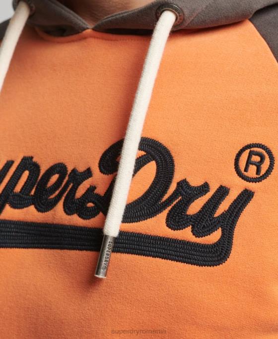 Superdry hanorac raglan cu logo vintage american classics îmbrăcăminte portocale bărbați JX0Z832